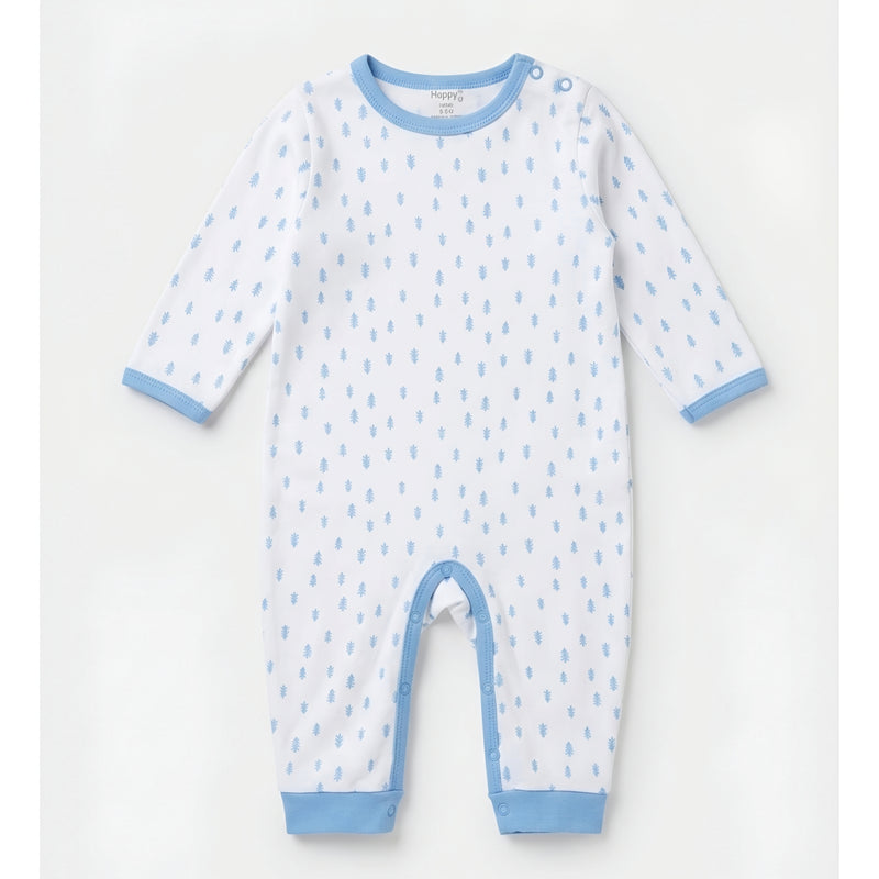 Pack-3 Baby Boys Long-Sleeve Cotton Romper Set Blue & White Zubaidas