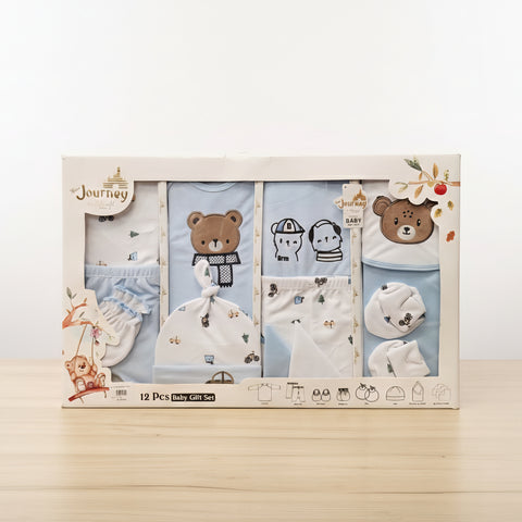 Zubaidas 12-Pcs Newborn Essential Set Blue Bear Adventure Theme