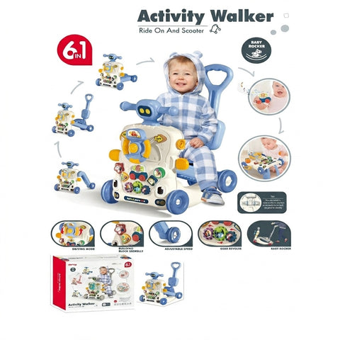 Joyous 6-in-1 Multifunctional Baby Activity Walker, Ride-On Scooter & Rocker