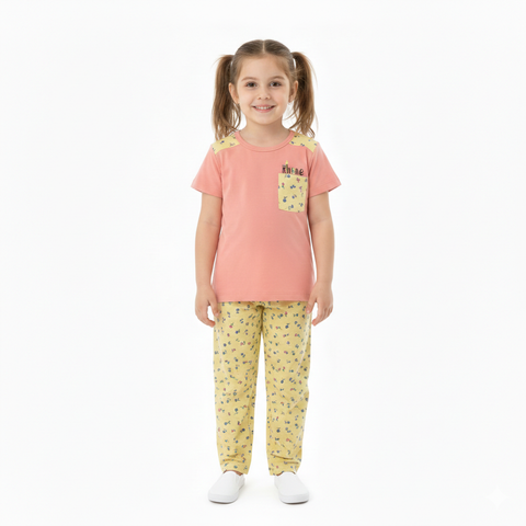 Floral Kingdom Peach & Yellow Pajama Set Zubaidas