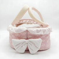 Baby Girl Soft Portable Carry Cot Basket With Bow - View 3