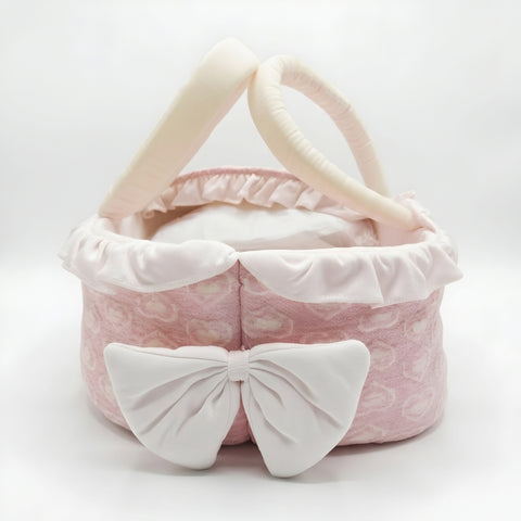 Baby Girl Soft Portable Carry Cot Basket With Bow