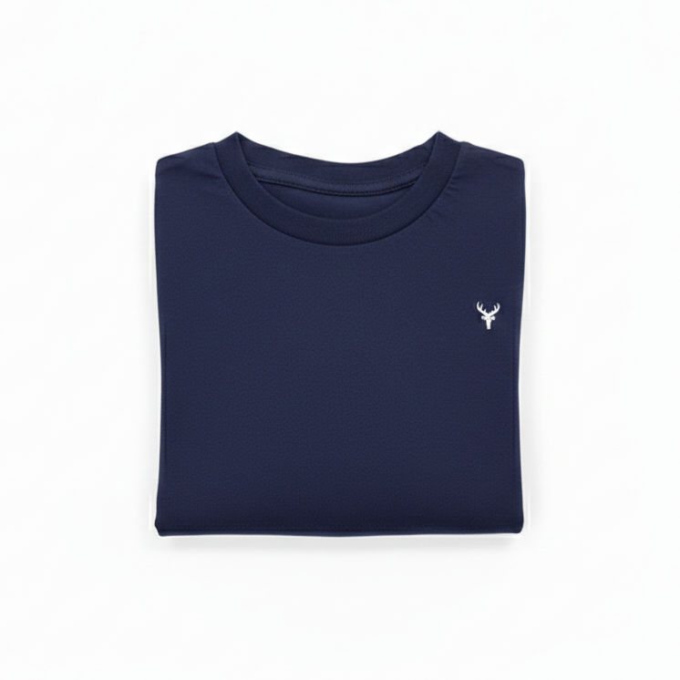 Boys Premium Cotton Long Sleeve Crewneck T-Shirt Navy Blue Zubaidas