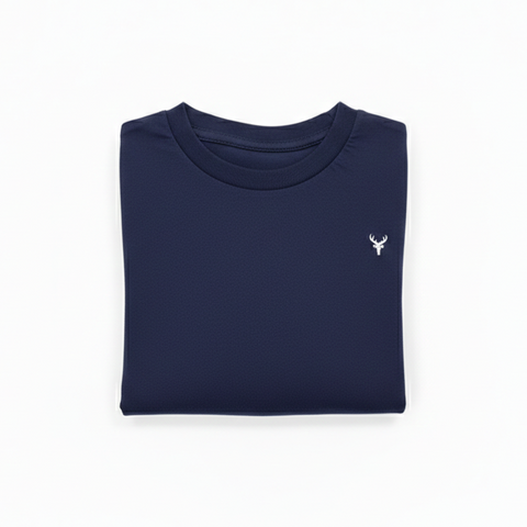 Boys Premium Cotton Long Sleeve Crewneck T-Shirt Navy Blue Zubaidas