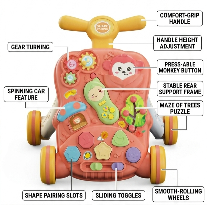 Interactive Baby Puzzle Walker & Activity Center – Sit-to-Stand Educational Learning Toy for Toddlers