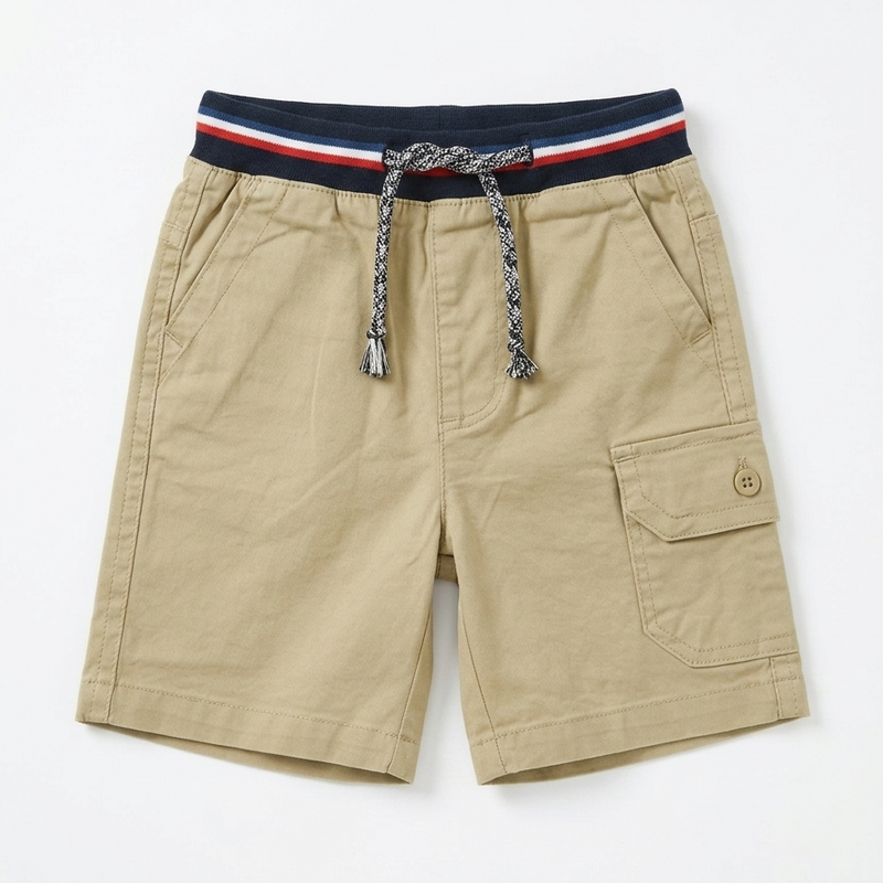 Boys Premium Cotton Khaki Utility Cargo Shorts Zubaidas