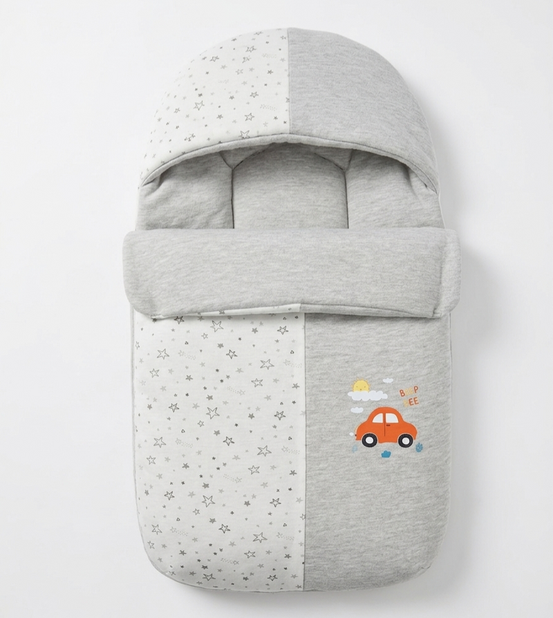 Padded Grey Infant Sleeping Bag with Hood