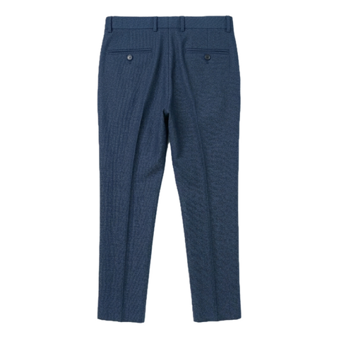 Boys Slim-Fit Textured Trousers in Midnight Blue Zubaidas