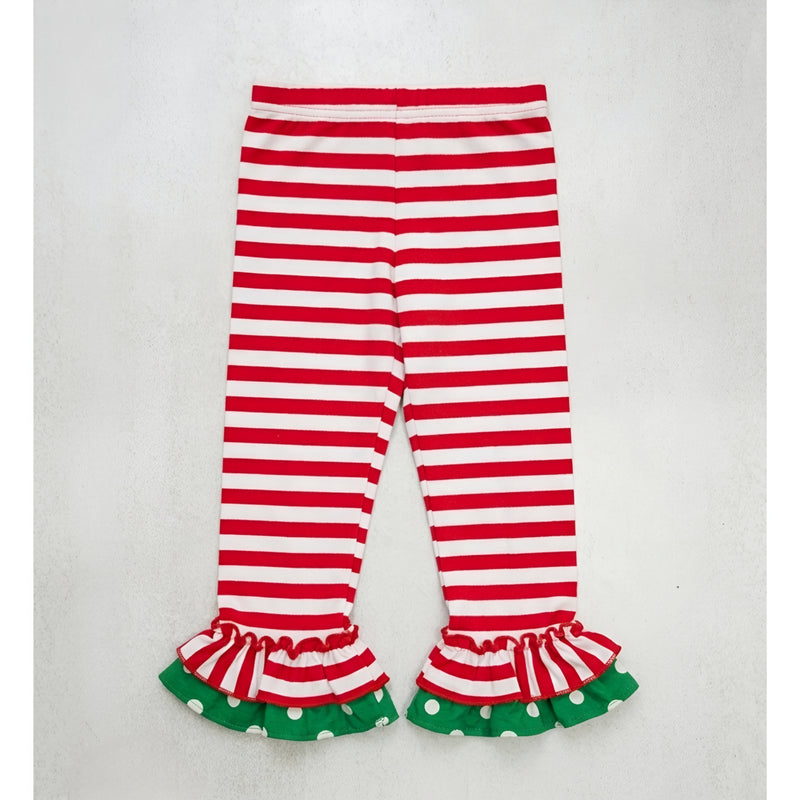 Girls' Christmas Red And White Stripe Leggings Zubaidas