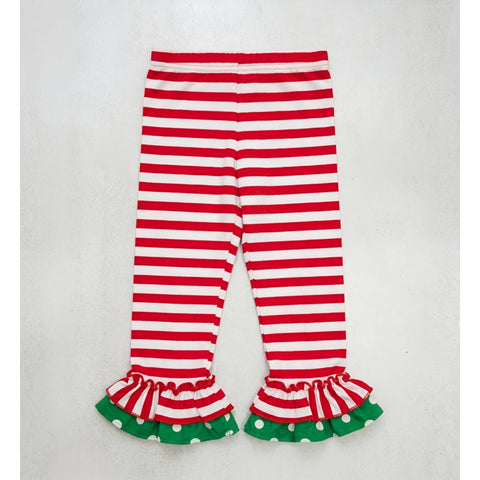 Girls' Christmas Red And White Stripe Leggings Zubaidas