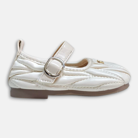 Spring Autum Girl Pump Badge Pleated Texture PU Leather