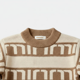 Boys Full Sleeves Sweater Beige & Brown Textured Zubaidas