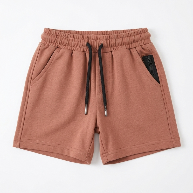 Premium Kids Cotton Casual Shorts Terracotta Brown Zubaidas