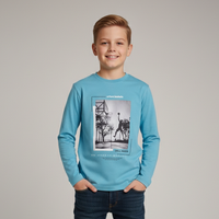 Boys' Crew Neck Long-Sleeve Shirt with Basketball Print Zubaidas - View 1
