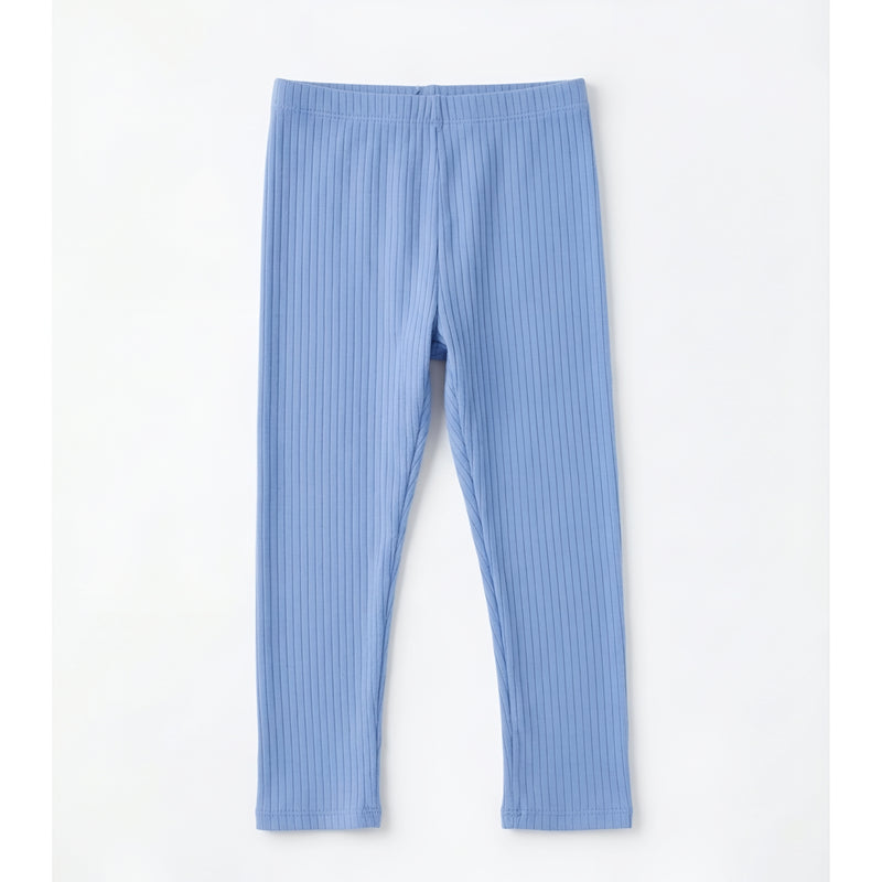 Girls Soft Ribbed Cotton Leggings – Sky Blue Zubaidas
