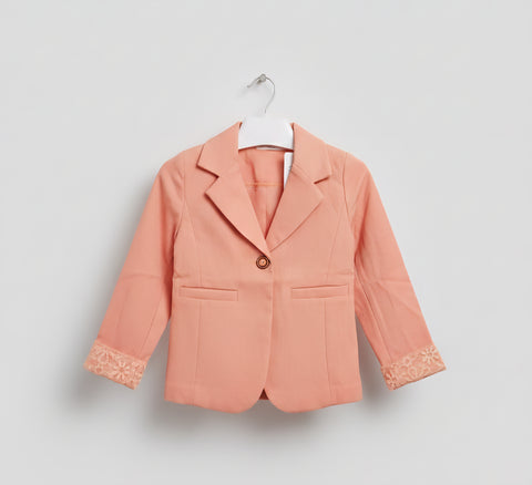 Girls Peach Blazer with Lace Cuffs Zubaidas