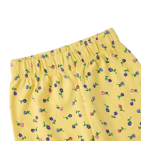 Girls Floral Print Cotton – Bright Yellow Zubaidas