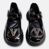 Girls Glossy Pump Black Versace Buckle - View 4