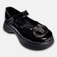 Girls Glossy Pump Black Versace Buckle - View 1