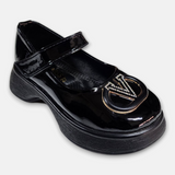 Girls Glossy Pump Black Versace Buckle