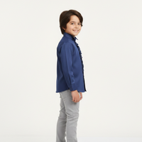 Boys' Ruffled Front Long-Sleeve Dress Shirt Royal Blue Zubaidas - View 2