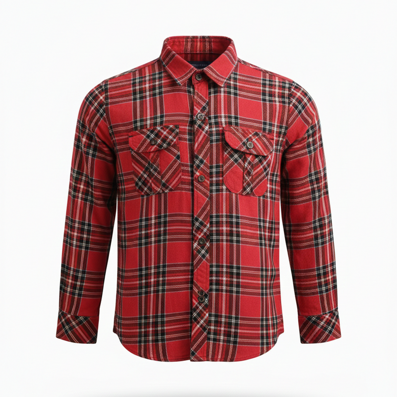 The Urban Explorer Structured Dual Pocket Flannel in Classic Red Check