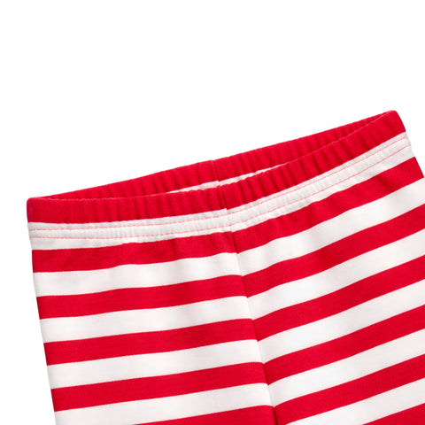 Girls' Christmas Red And White Stripe Leggings Zubaidas