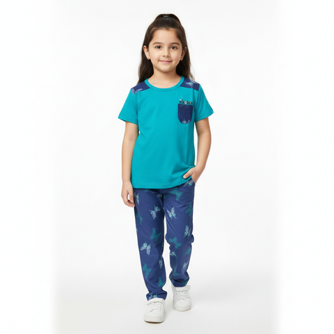 Kingdom Butterfly Print Loungewear Night Suit Zubaidas