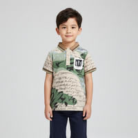 Boys Abstract Nature & Calligraphy Print Polo Zubaidas - View 1