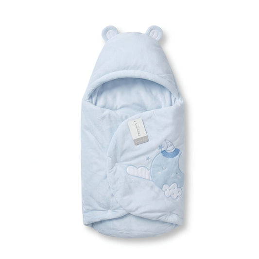 Baby Sunnozy Carry Nest & Hooded Swaddle Wrap Light Blue