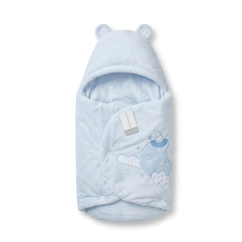 Baby Sunnozy Carry Nest & Hooded Swaddle Wrap Light Blue