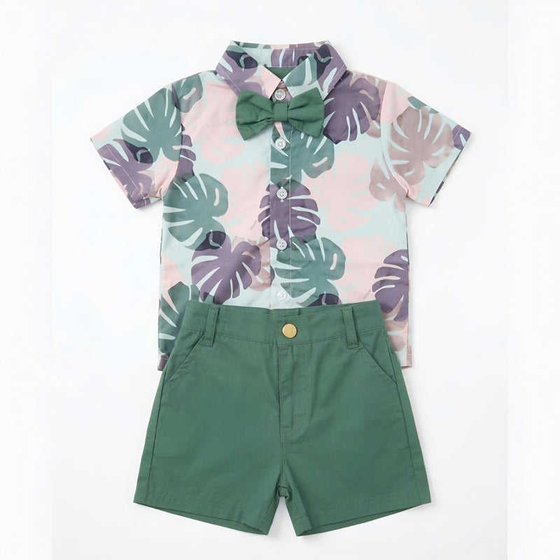 Boys' 2-Piece Tropical Leaf Shirt & Short Set Zubaidas
