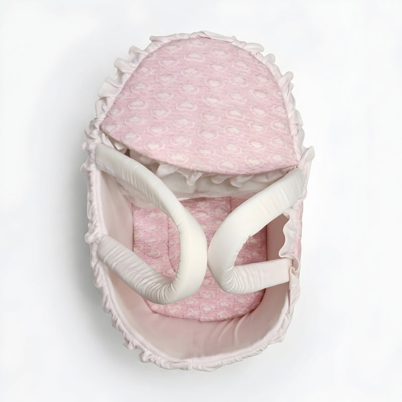 Baby Girl Soft Portable Carry Cot Basket With Bow