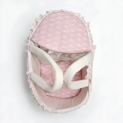 Baby Girl Soft Portable Carry Cot Basket With Bow