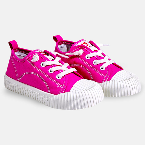 Girls' Bright Pink Canvas Sneakers
