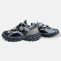 Boys Sneakers Buckle Strap Black & Grey - View 2