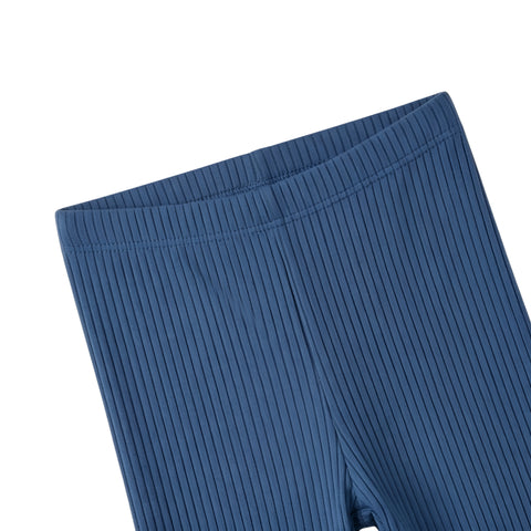 Girls' Ribbed Cotton Leggings – Comfortable Stretch Fit (Denim Blue) Zubaidas
