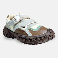 Boys Sneakers Buckle Strap Brown & Grey - View 2