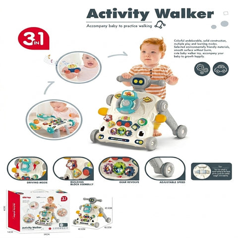 Bibi-Inn 3-in-1 Multifunctional Baby Activity Walker & Interactive Learning Table