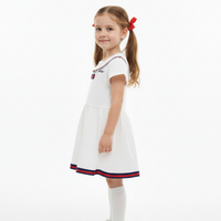 Girls White Sailor Collar Dress with Bow Zubaidas - View 2