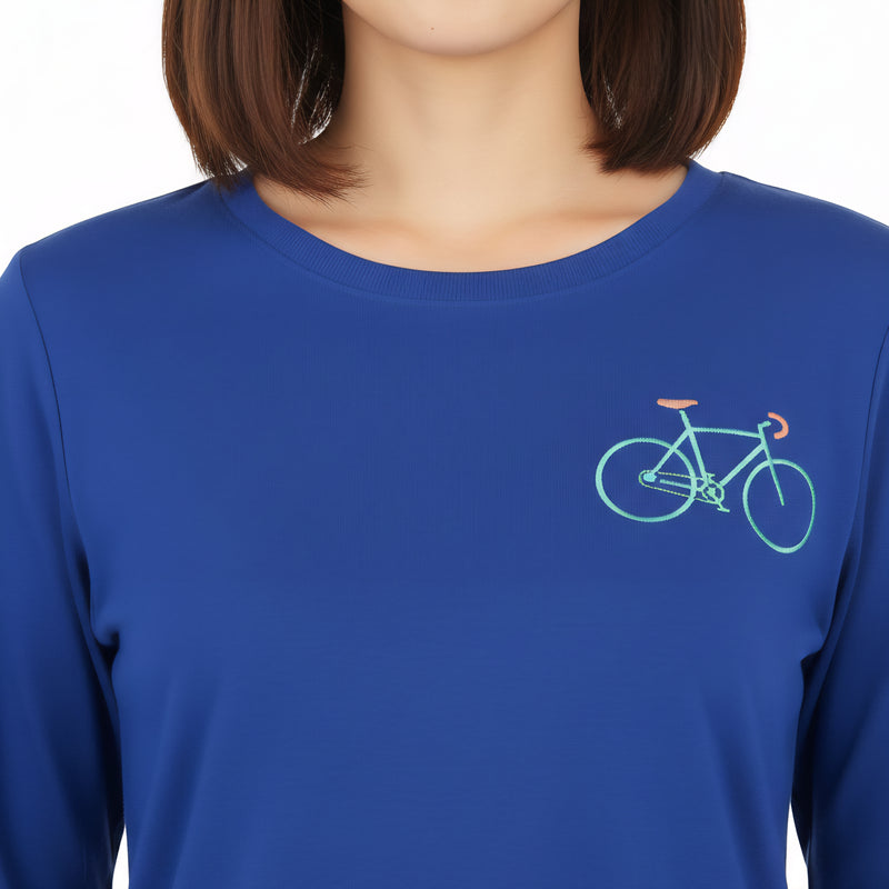 Women's Long Sleeve Cotton Blend Pajama Set Blue Charcoal Bicycle Zubaidas