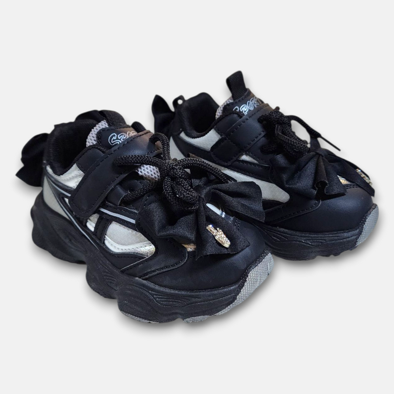 Girls Joggers Black With Bow