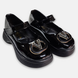 Girls Glossy Pump Black Versace Buckle