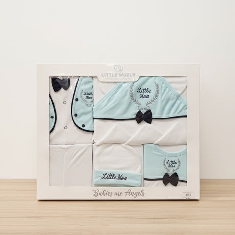 Zubaidas Little World Little Man 5-Piece Baby Boy Gift Set Mint & White