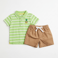 Baby Boy 2-Piece Pineapple Polo & Chino Shorts Set Zubaidas - View 2