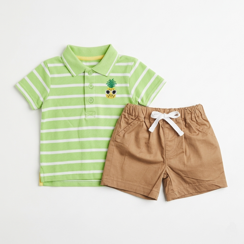 Baby Boy 2-Piece Pineapple Polo & Chino Shorts Set Zubaidas