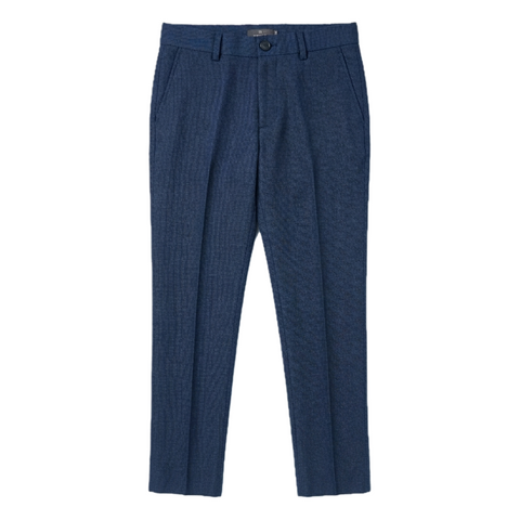 Boys Slim-Fit Textured Trousers in Midnight Blue Zubaidas