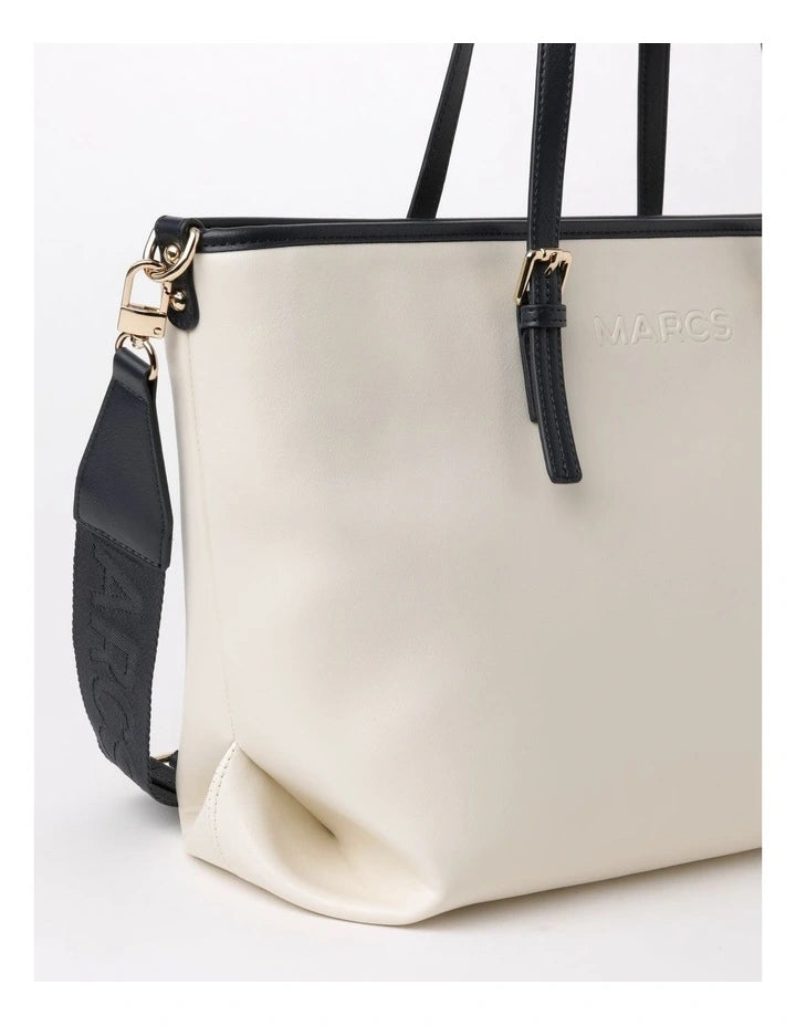 Elegant Cream and Black Tote Bag by MARCS