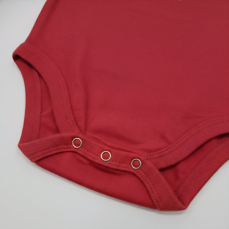 Festive Red Long-Sleeve Baby Bodysuit Soft Cotton One-Piece Zubaidas