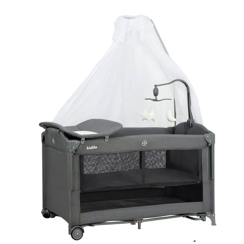 Kidilo Portable Baby Playpen T-702 Dark Grey Zubaidas